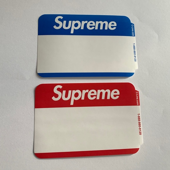 Lot of 2: Supreme Name Badge Stickers FW20